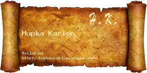 Hupka Karion névjegykártya